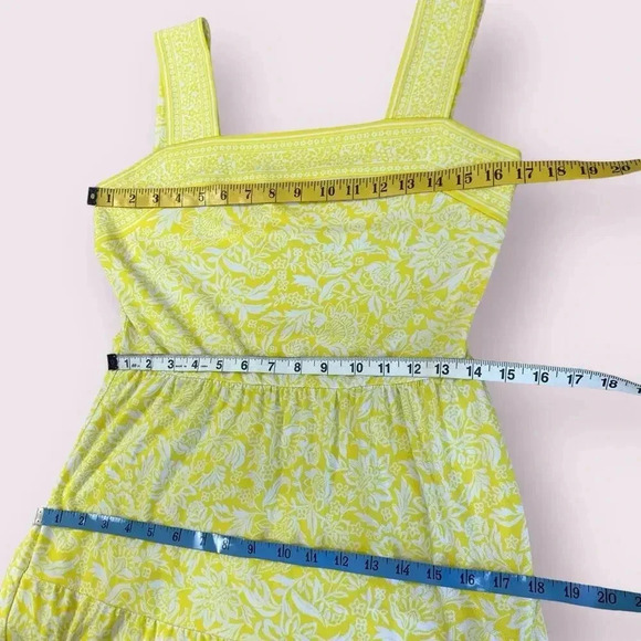 Michael Kors Sleeveless Floral Tiered Maxi Sundress Stretch Size S Yellow White - Picture 14 of 16